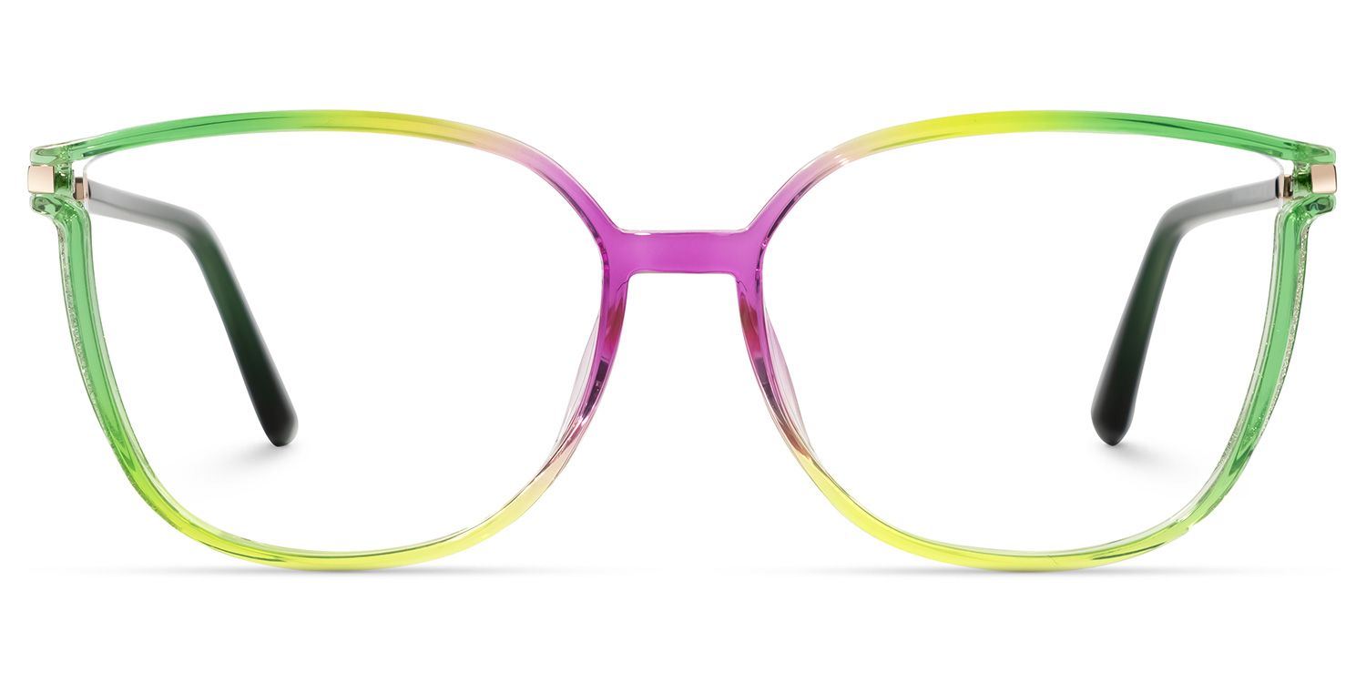 Kinfe - Square Green/Purple Eyeglasses | Vooglam Angle View