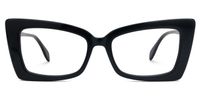 Edom - Rectangle Black Eyeglasses | Vooglam Angle View