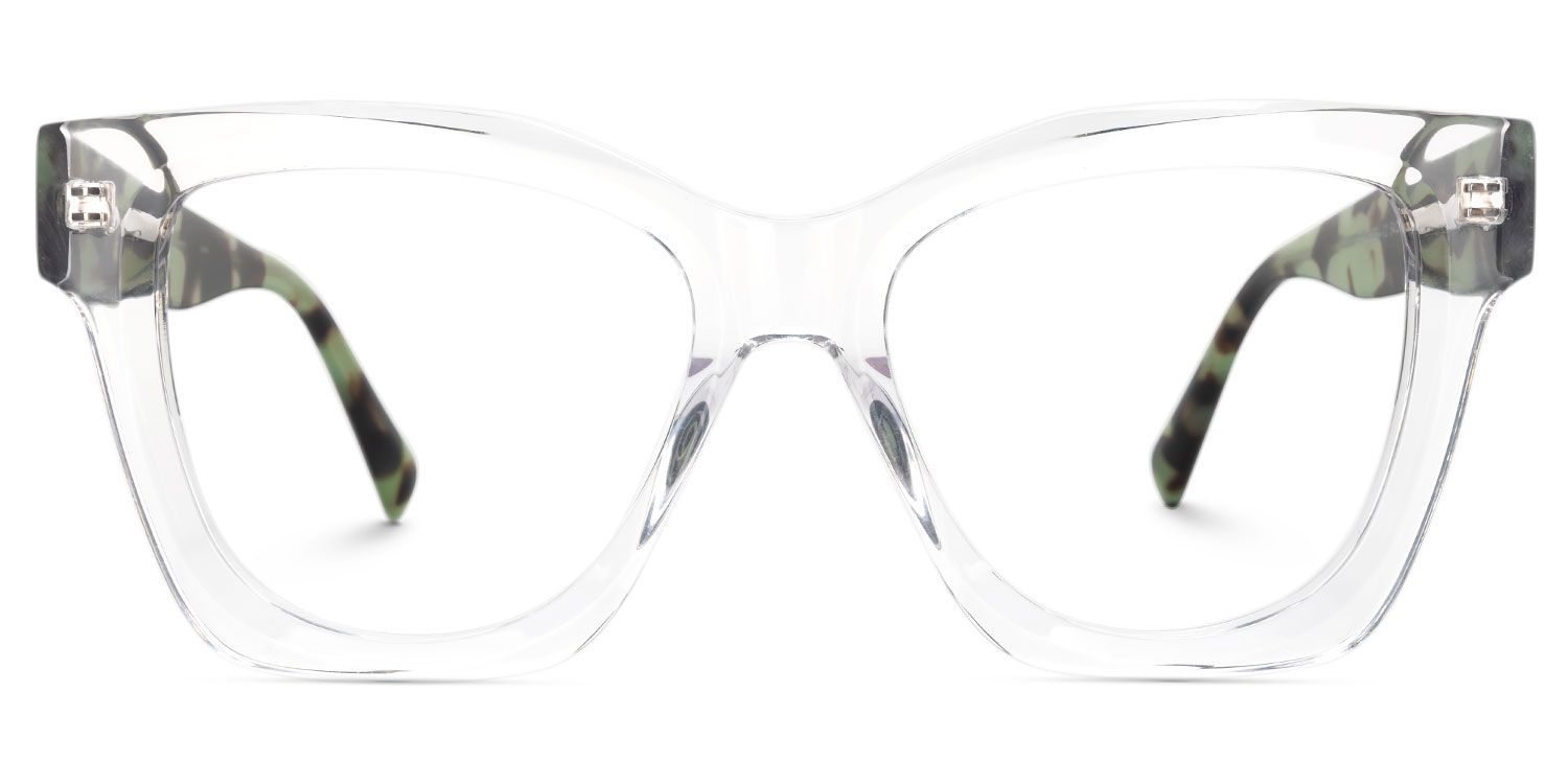Clara - Square Crystal Eyeglasses | Vooglam Angle View