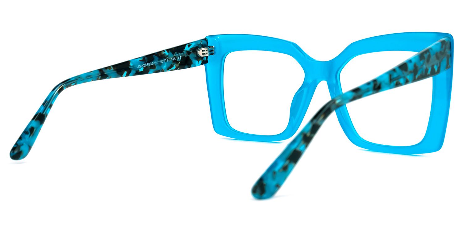Eire - Square Blue Eyeglasses | Vooglam Side View