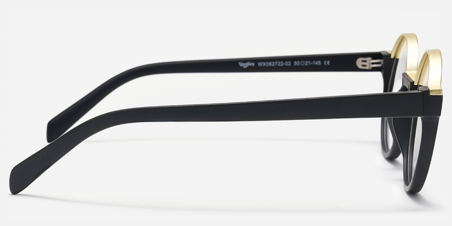 Latina - Retro Round Black & Gold Glasses product detail 3