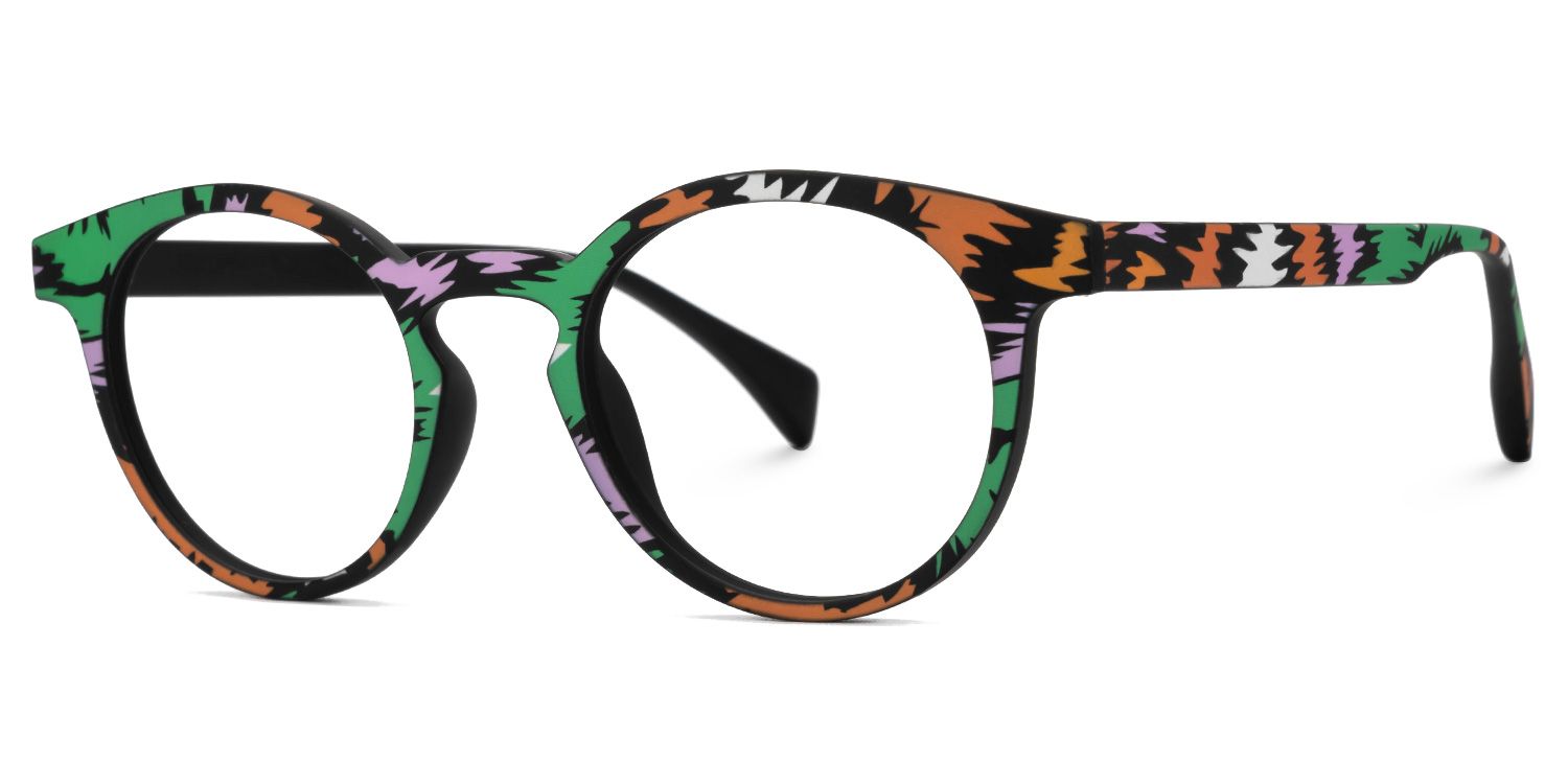 Minnie - Funky Artsy Multicolored Oval Eyeglasses - Front View