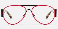 Novoa - Red Aviator Glasses with Tortoiseshell Temples | Vooglam Angle View