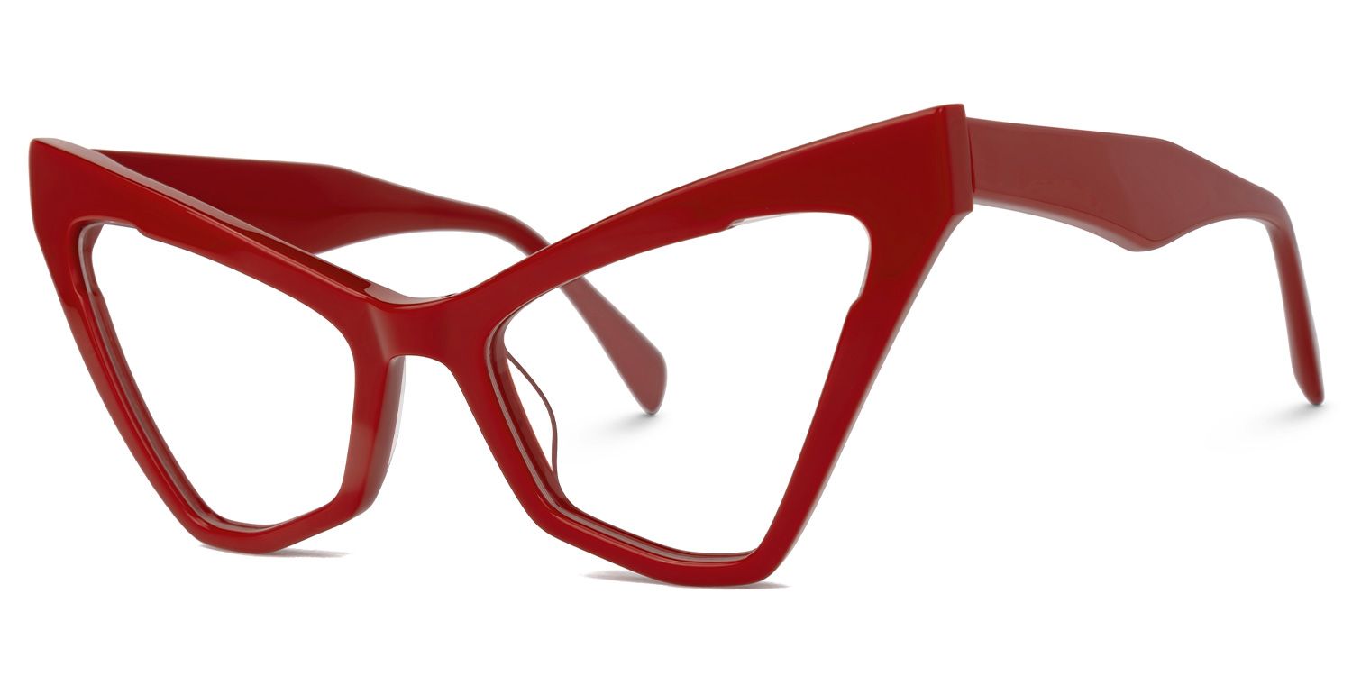Caitlyn - Cat Eye Red Eyeglasses by Vooglam - Front View