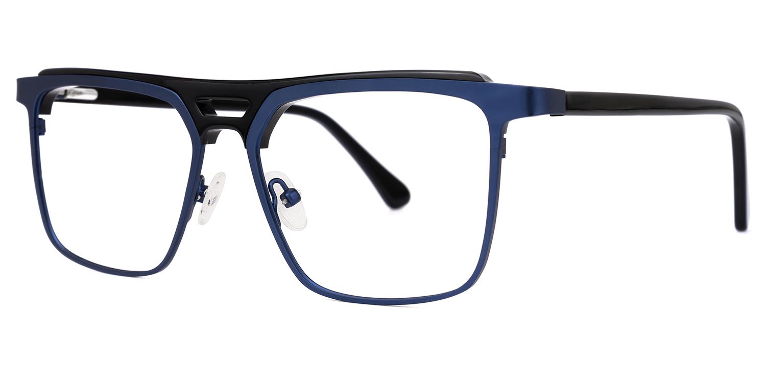 Dempster - Rectangle Blue Eyeglasses | Vooglam Front View