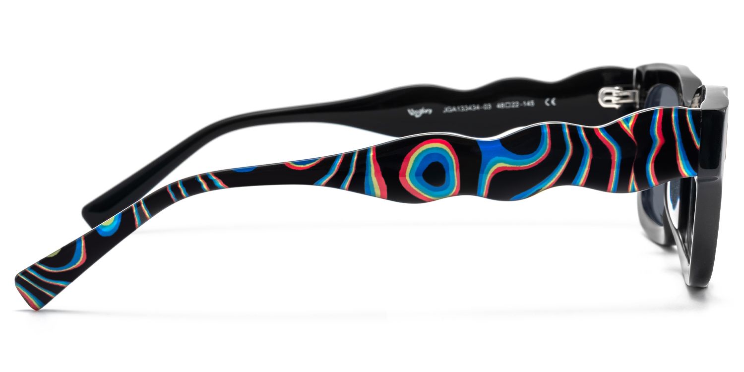 Wave - Rectangle Black Sunglasses product detail 3
