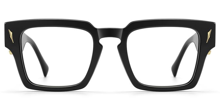 Stiletto - Black & Gold Sword Rectangle Glasses | Vooglam display picture 1