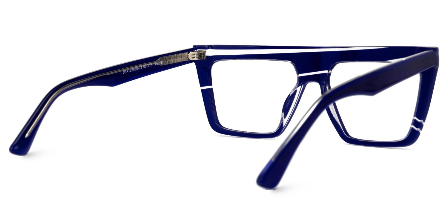 Daneil - Aviator Blue/Crystal Eyeglasses by Vooglam - Side View