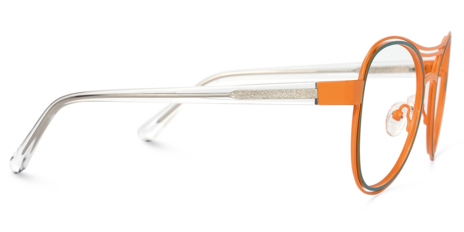 Adjatay - Aviator Orange/Green Eyeglasses by Vooglam - Product View 4