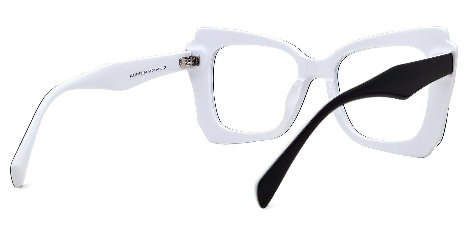 Cheyenne - Rectangle Black/White Eyeglasses | Vooglam Side View