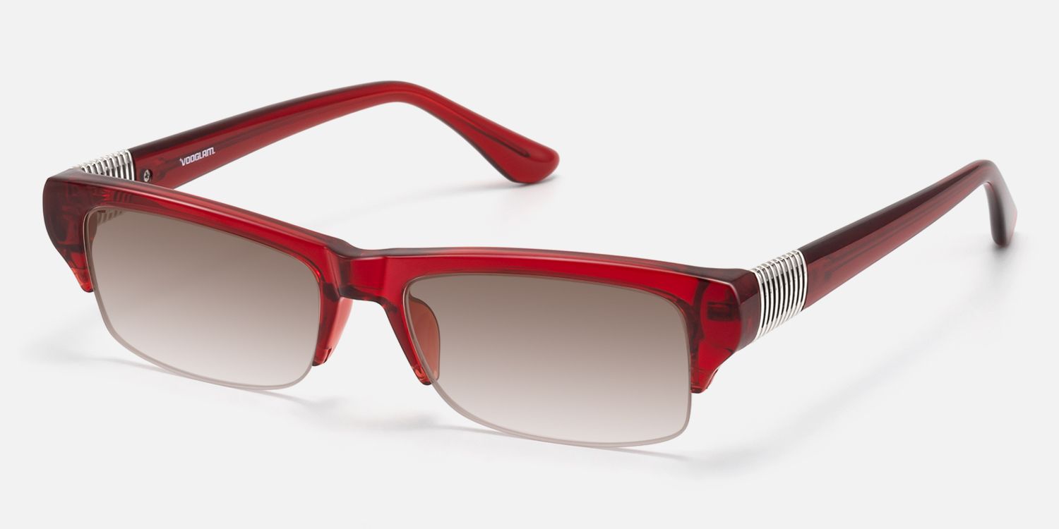 Kairo - Red Acetate Semi Rimless Sunglasses | Vooglam Front View