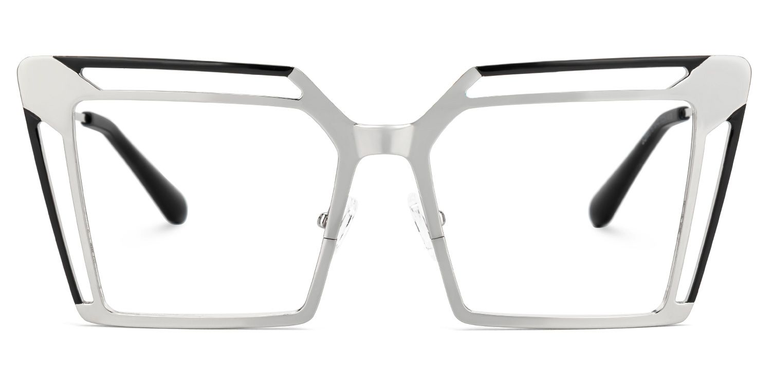 Fidelity - Square Black/Silver Eyeglasses | Vooglam Angle View