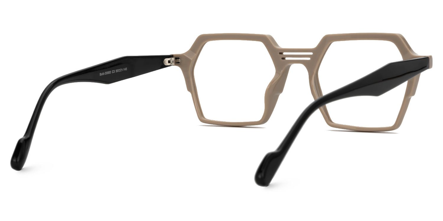 Hachiro - Geometric Brown Eyeglasses | Vooglam Side View