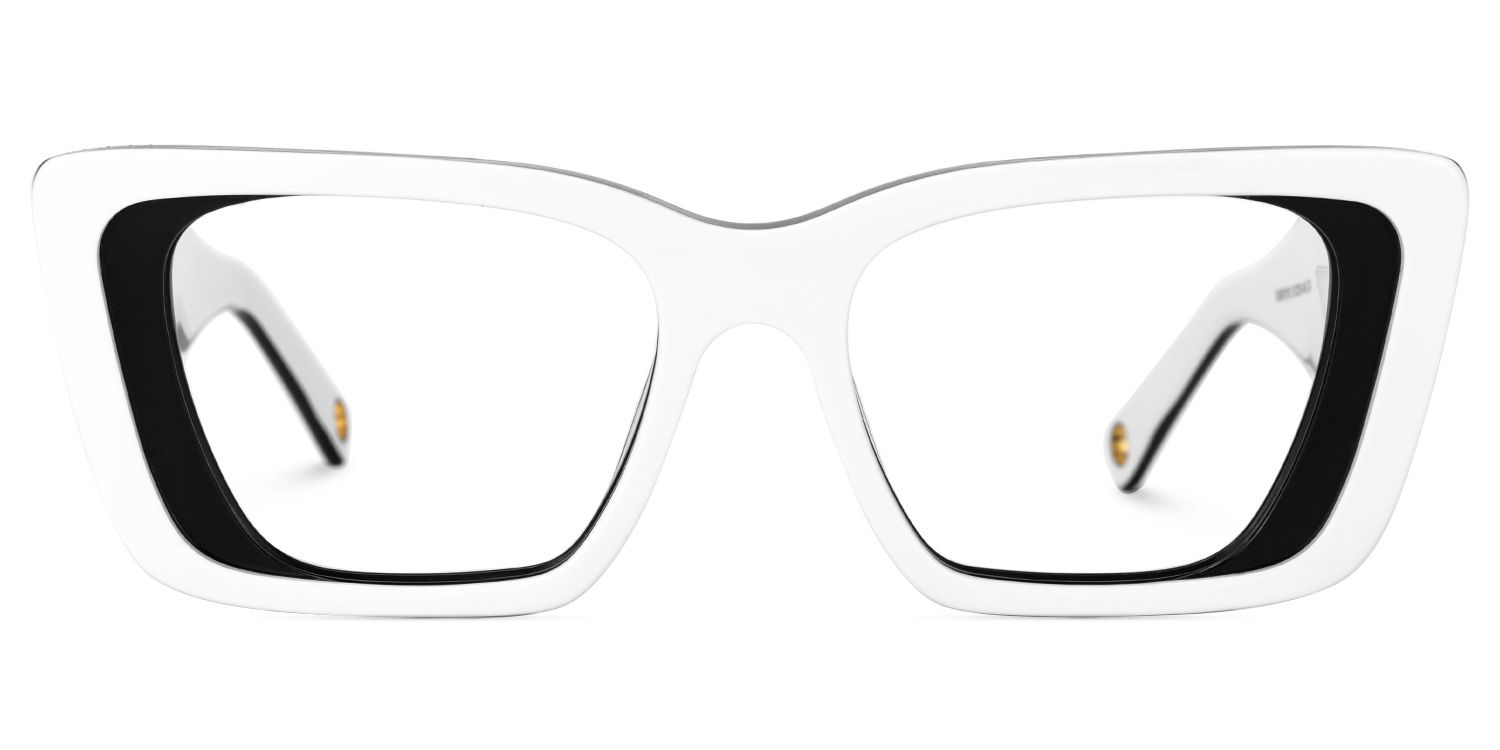 Emerens - Rectangle White Eyeglasses | Vooglam Angle View