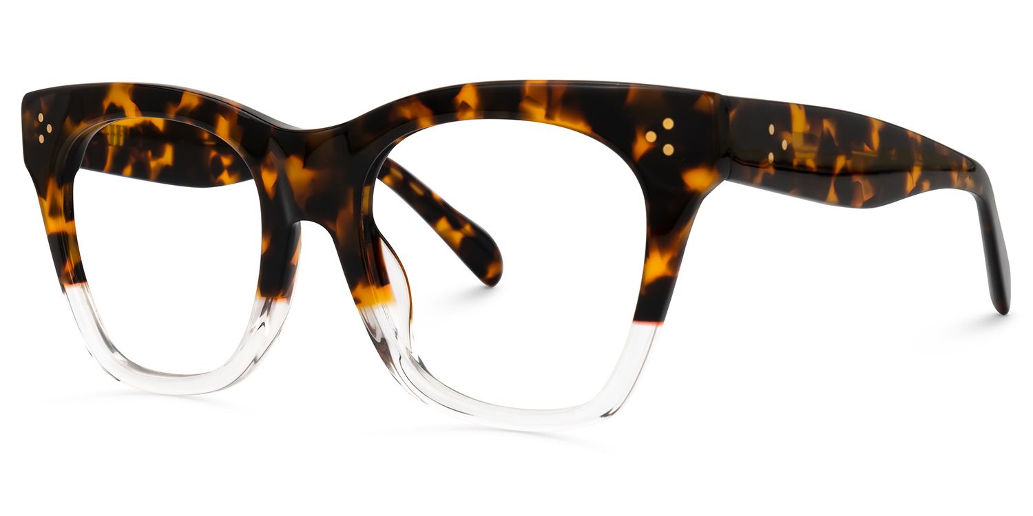 Carole - Rectangle Tortoise/Crystal Eyeglasses | Vooglam Front View