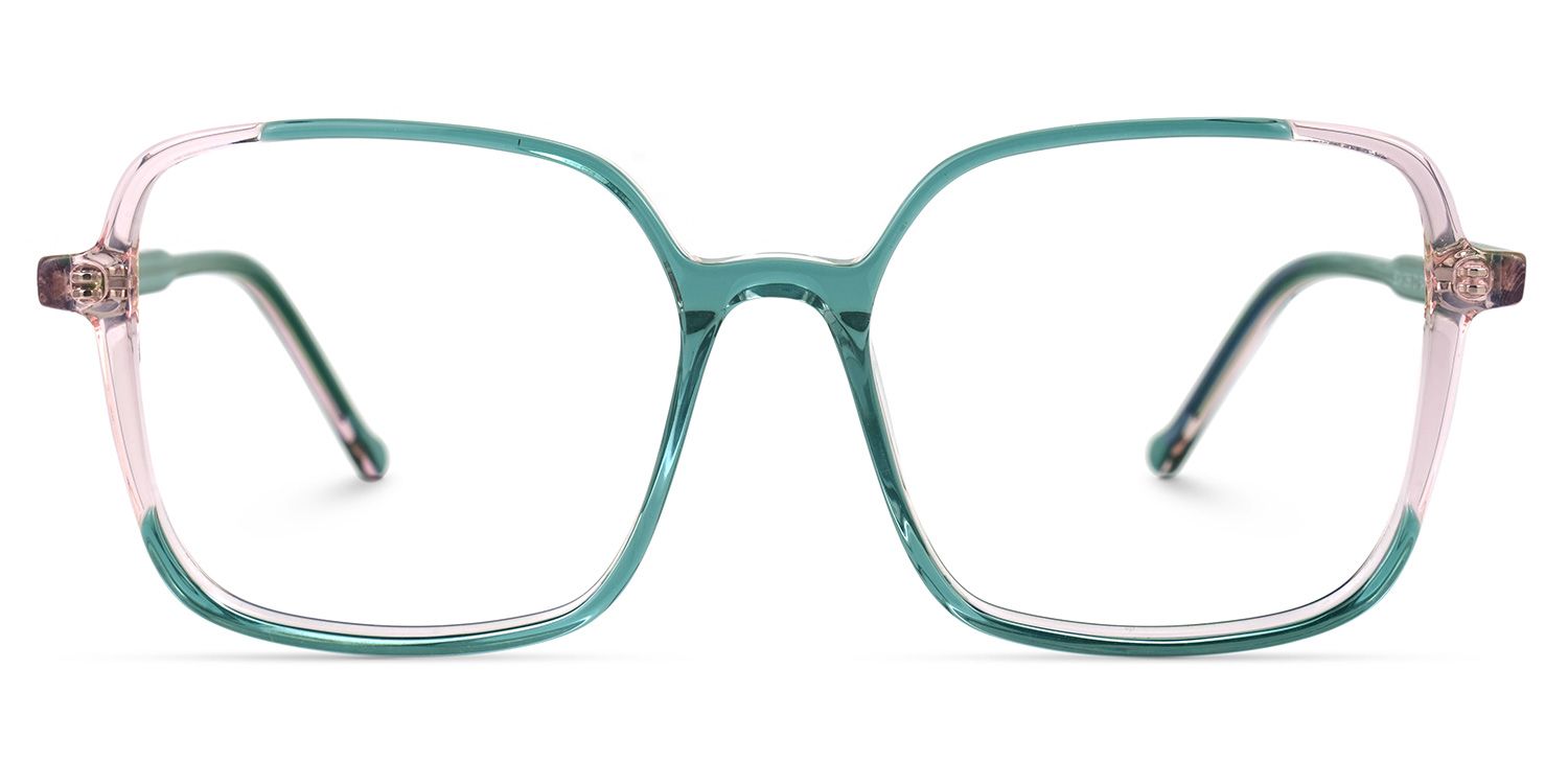 Delphina - Square Green Eyeglasses | Vooglam Angle View