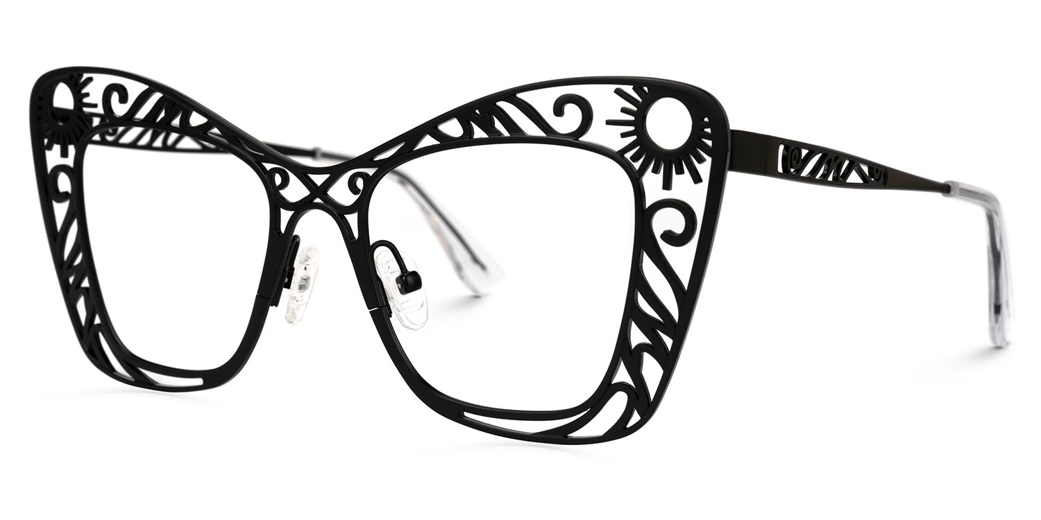 Adita - Cat Eye Black Eyeglasses | Vooglam Front View