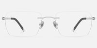 Glaze - Clean Fit Rectangle Silver Glasses | Vooglam Angle View