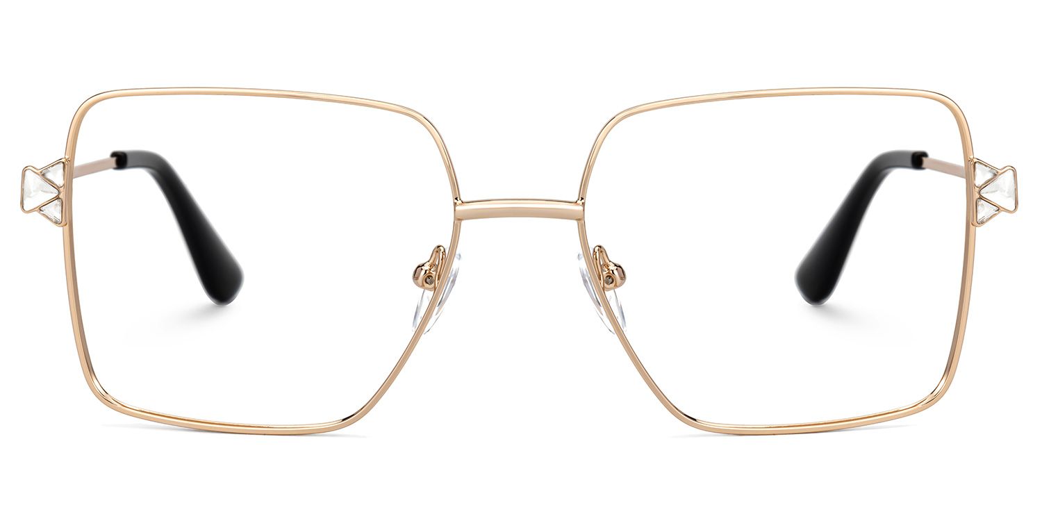 Fevziye - Square Gold Eyeglasses | Vooglam Angle View