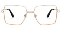 Fevziye - Square Gold Eyeglasses | Vooglam Angle View