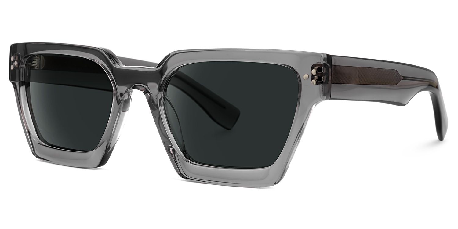 Dejan - Rectangle Grey Sunglasses | Vooglam Front View