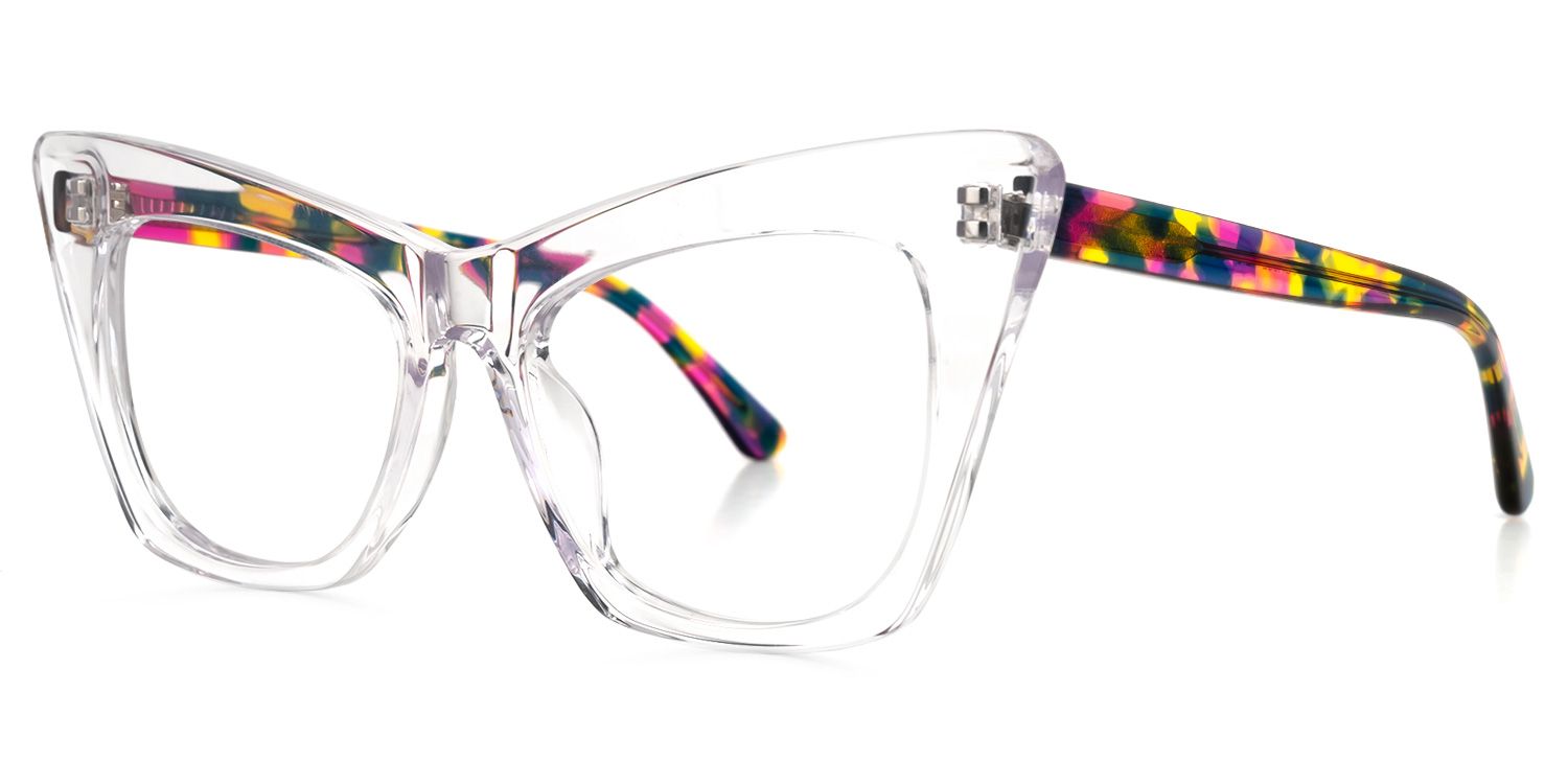 Eamon - Cat Eye Crystal Eyeglasses | Vooglam Front View