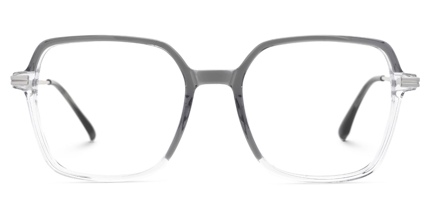 Elton - Square Grey Eyeglasses | Vooglam Angle View