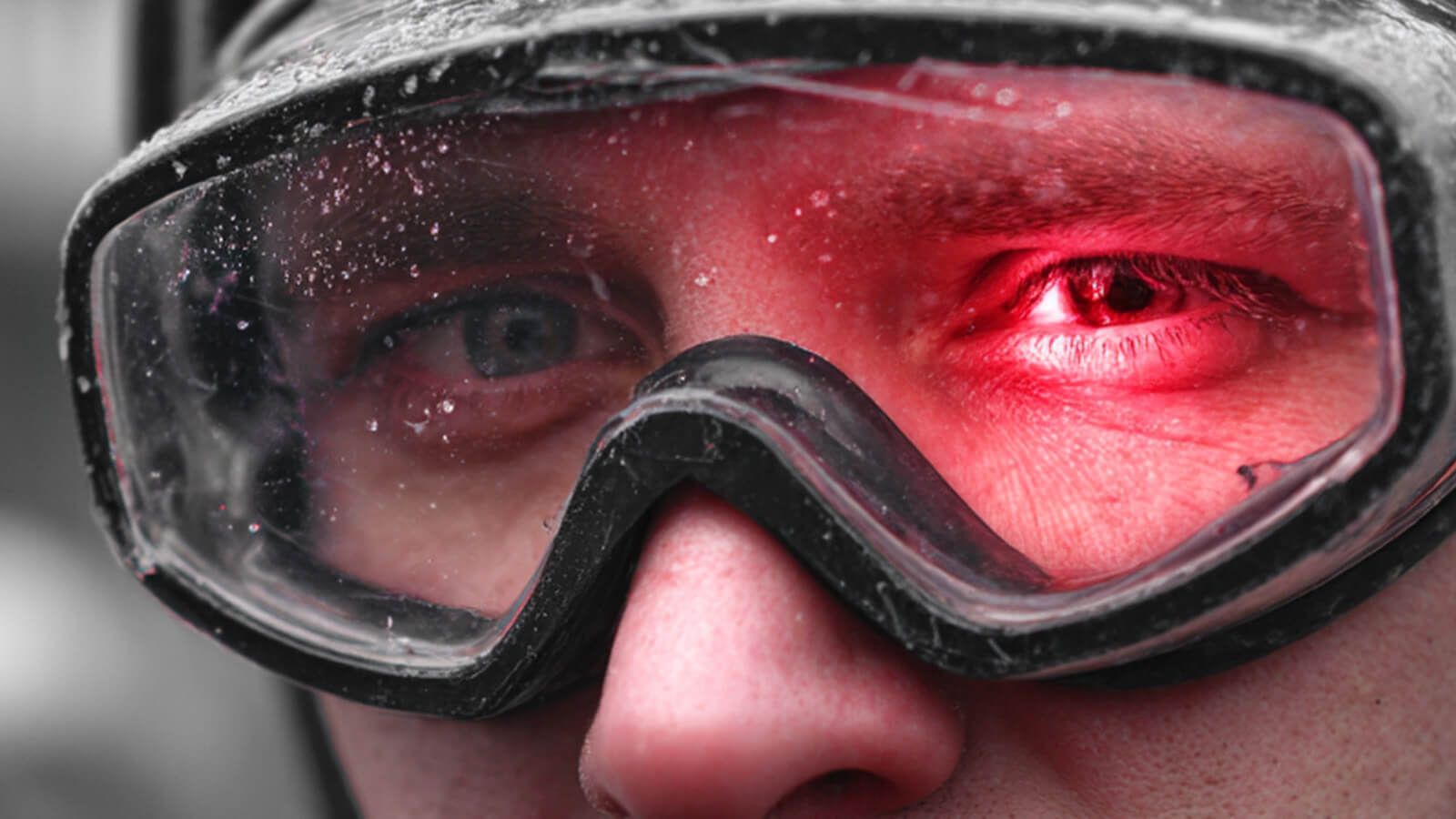 Man wearing protective glasses
