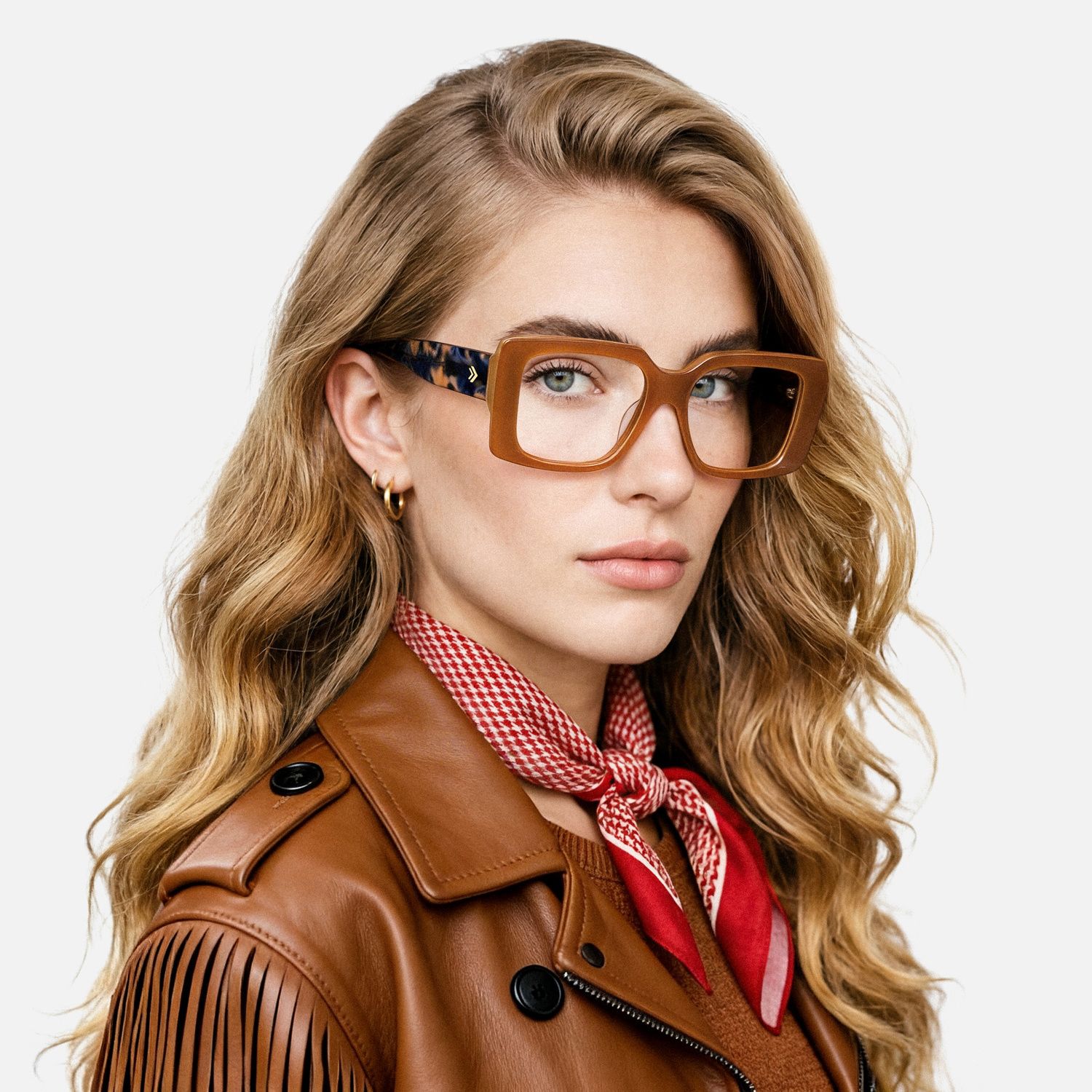 Explore the design story of Kente - Rectangle Brown Eyeglasses | Vooglam