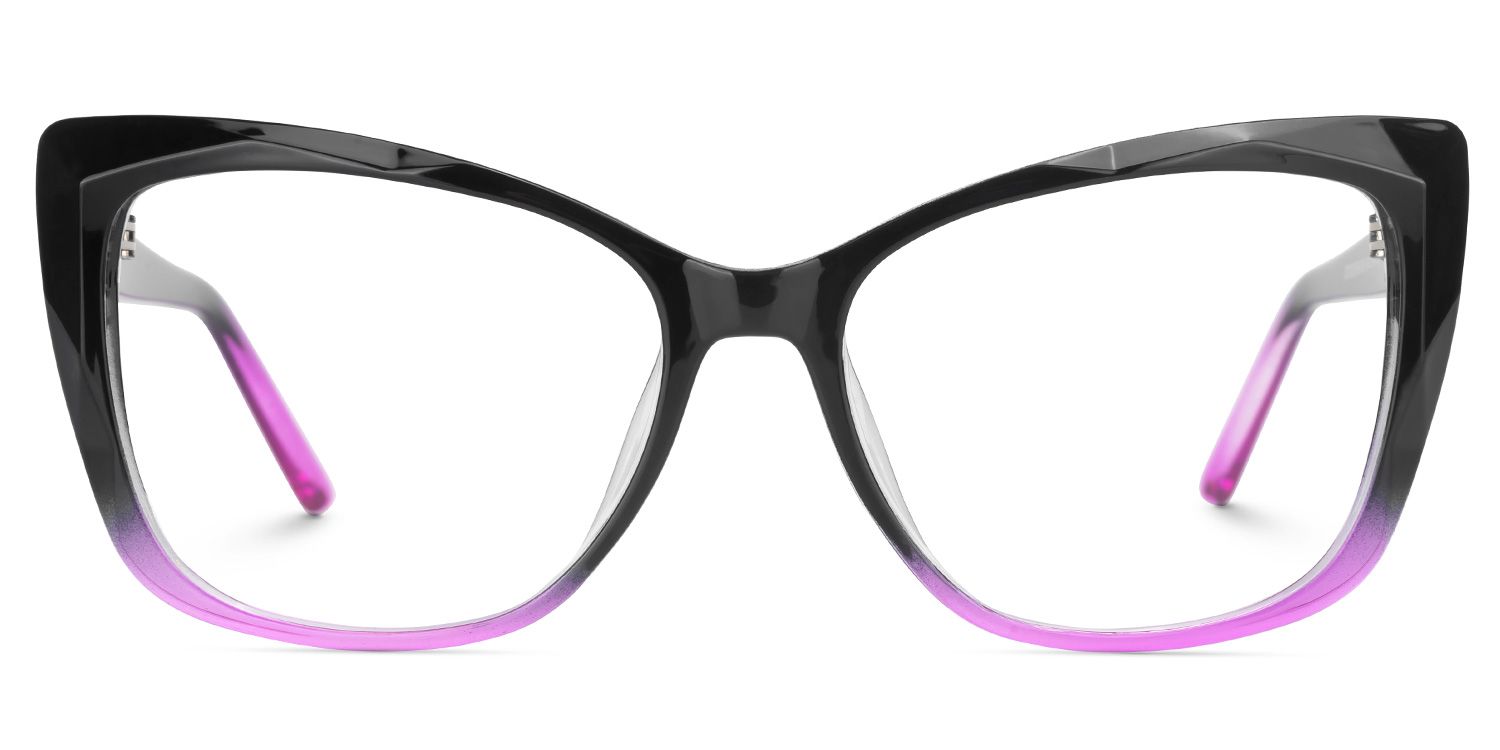 Raquel - Chic Black & Purple Faceted Frame Glasses | Vooglam Angle View