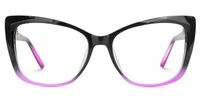 Raquel - Chic Black & Purple Faceted Frame Glasses | Vooglam Angle View
