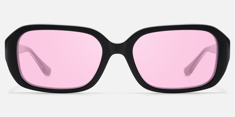 Mies - Pink Lens Exposed Hardware Black Sunglasses | Vooglam