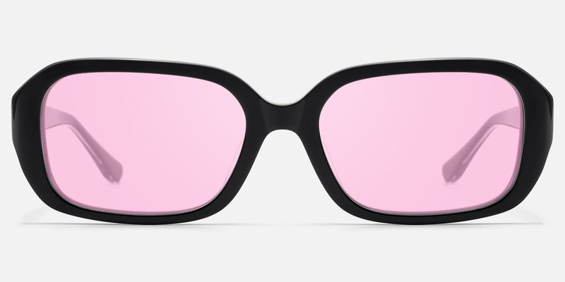 Mies - Pink Lens Exposed Hardware Black Sunglasses | Vooglam