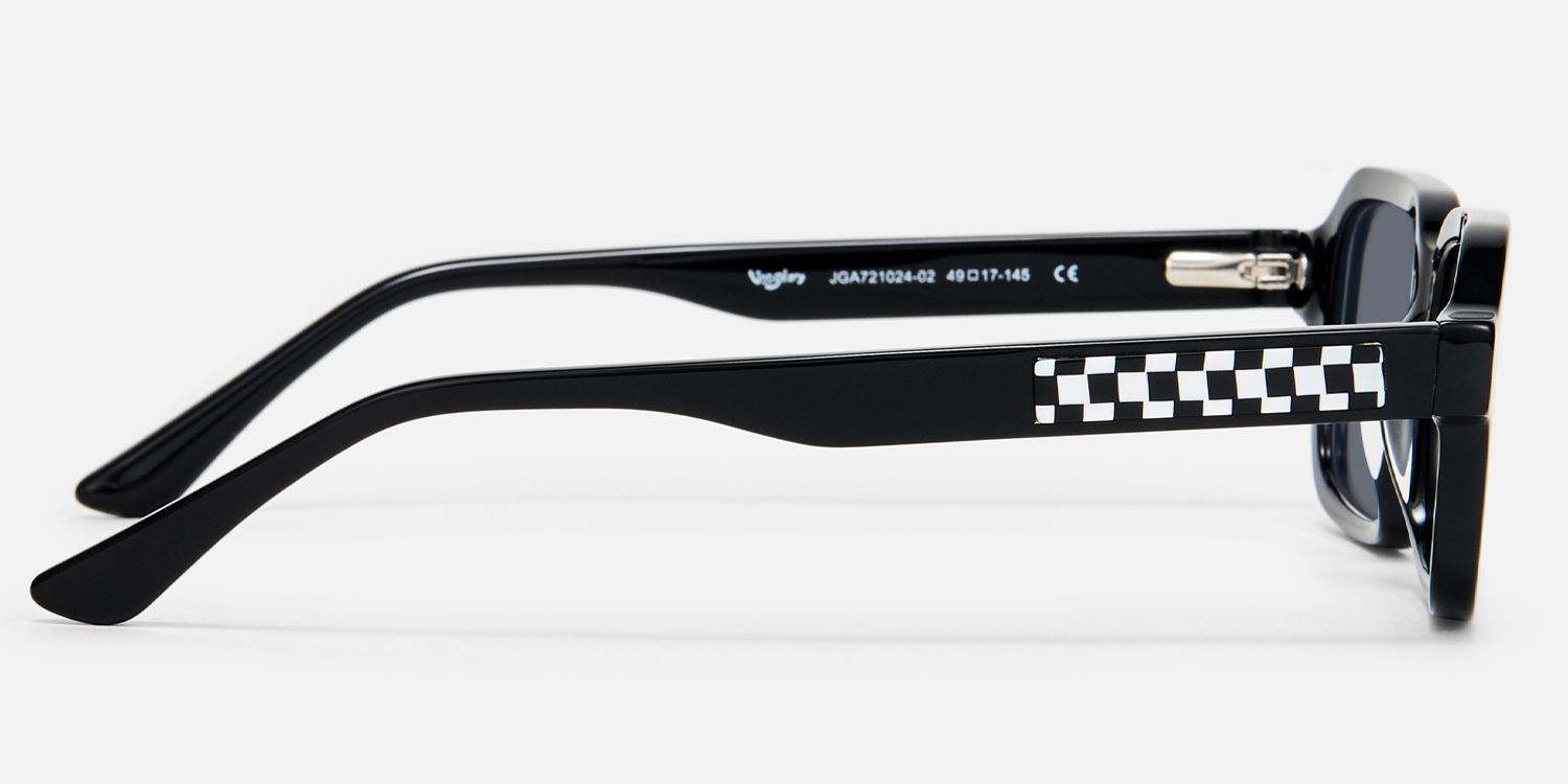 Narges - Rectangle Black Sunglasses | Vooglam Side View