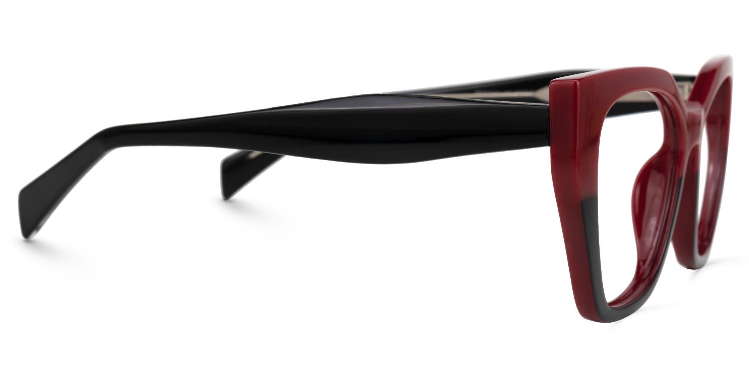 Desdra - Cat Eye Red/Black Two-tone Eyeglasses | Vooglam 4