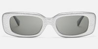 HideShades - Rectangle Silver Sunglasses | Vooglam Angle View