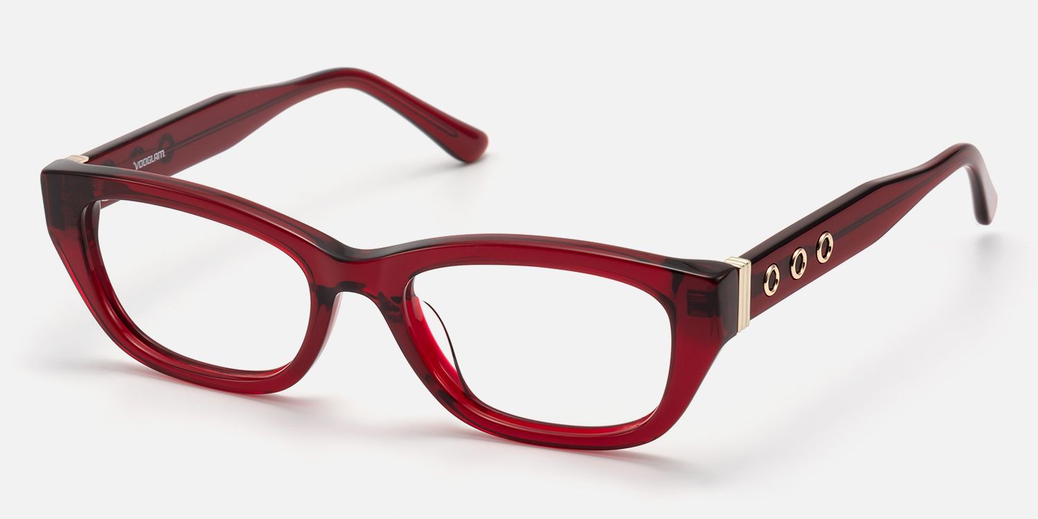 Riven - Bold Ruby Red Thick Cat Eye Frame | Vooglam Front View
