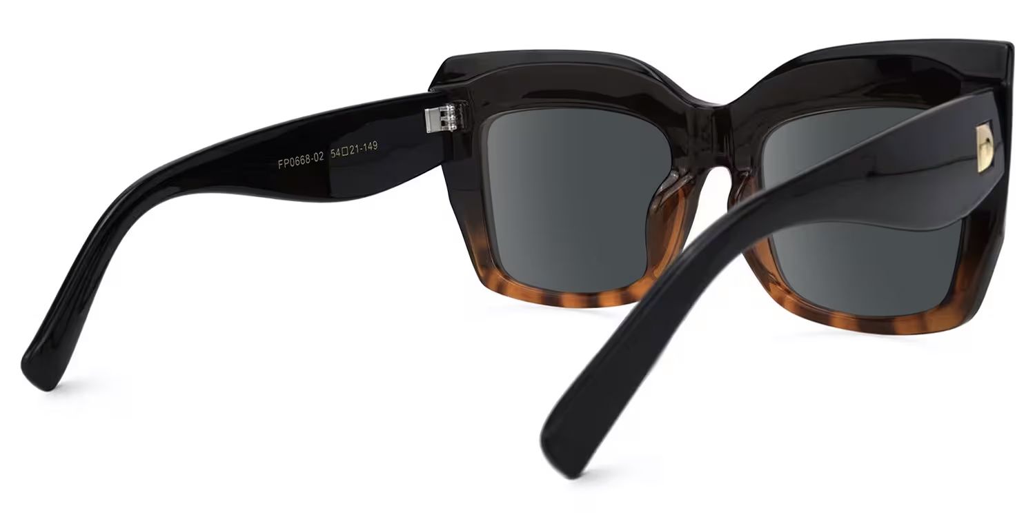 Cassandra - Square Black/Tortoise Sunglasses | Vooglam Side View