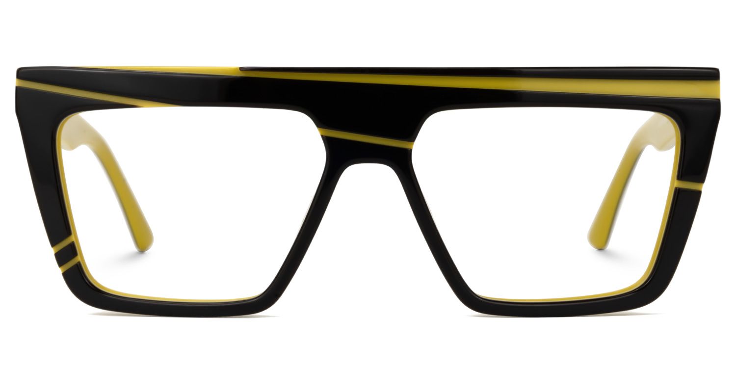 Daneil - Aviator Black/Yellow Eyeglasses | Vooglam Angle View