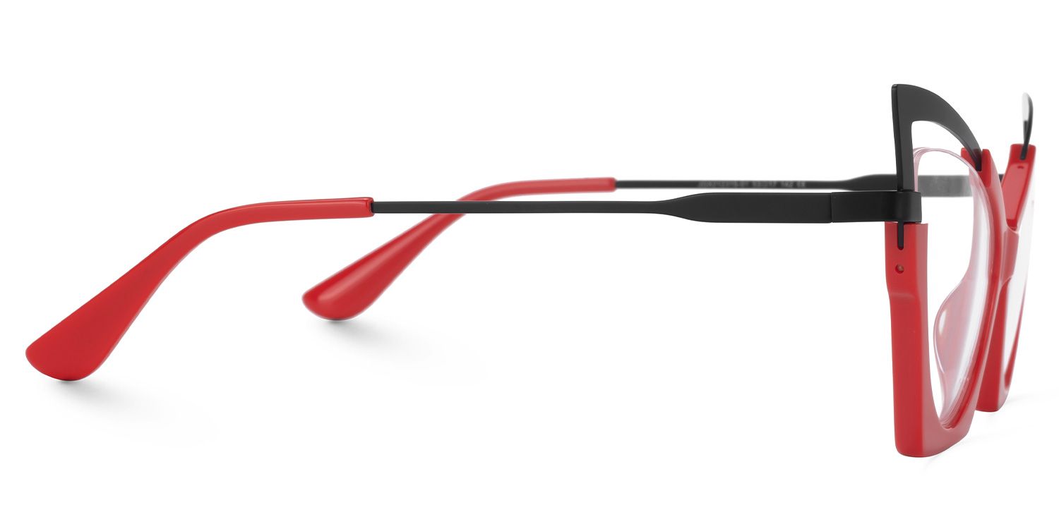 Emiko - Cat Eye Black/Red Eyeglasses | Vooglam 4