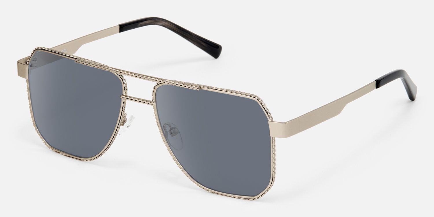 Fidelina - Aviator Silver Sunglasses | Vooglam Front View