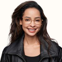 Ubuntu - Rectangle Gold Eyeglasses | Vooglam On Model 1