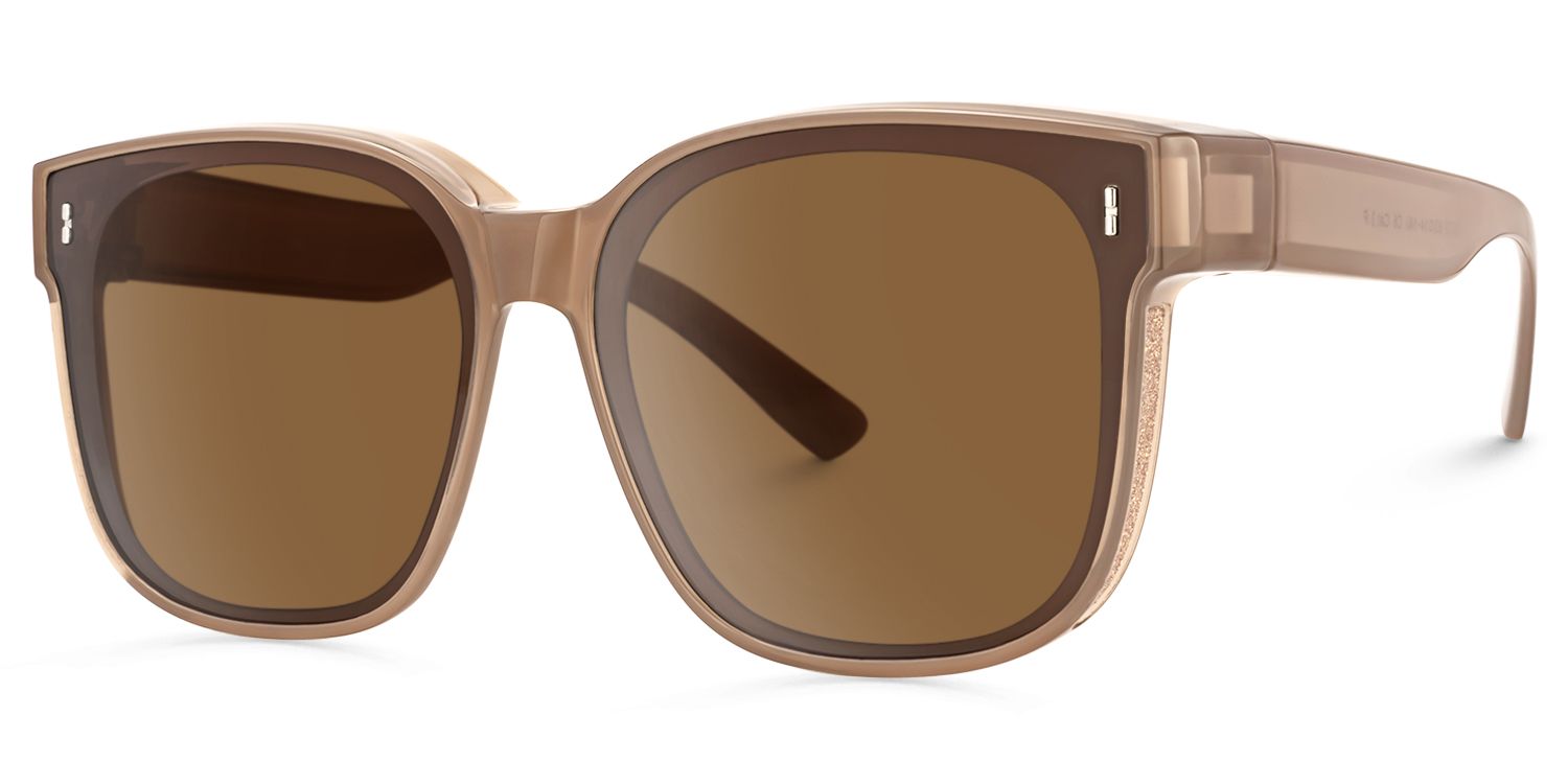 Madesh - Square Brown Fit Over Sunglasses | Vooglam Front View