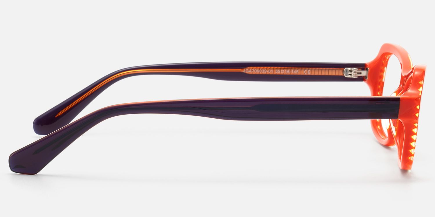 Pop - Bright Orange Striped Bug Eye Glasses by Vooglam - Side View