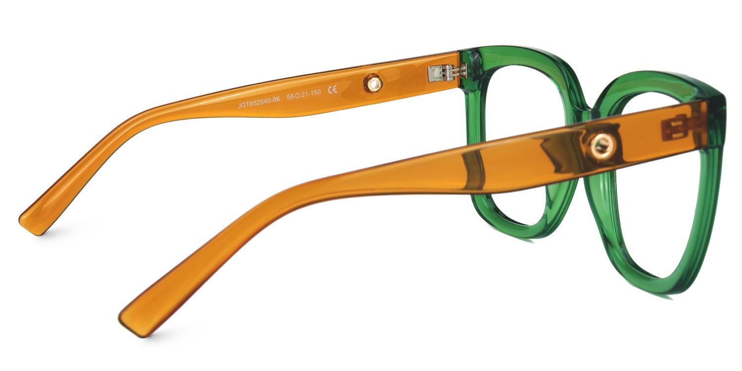 Ellema - Square Green Eyeglasses | Vooglam Side View