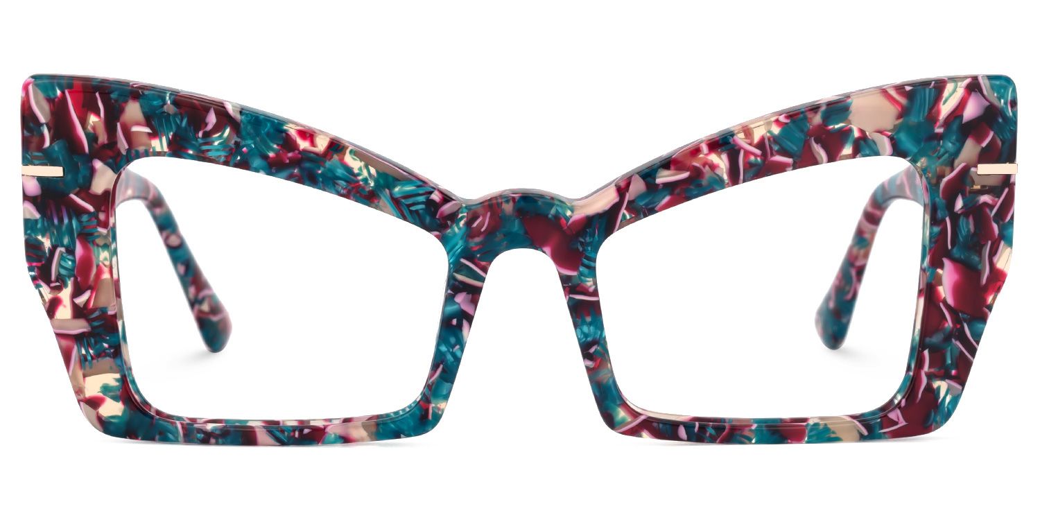 Faizah - Cat Eye Floral Eyeglasses | Vooglam Angle View