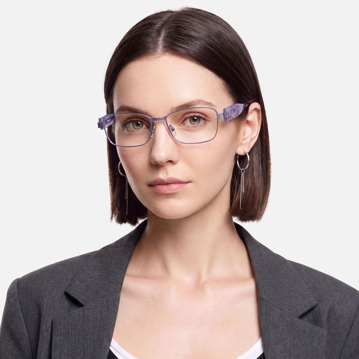 Toyo - Matte Purple Pearlescent Acetate Glasses | Vooglam On Model 2