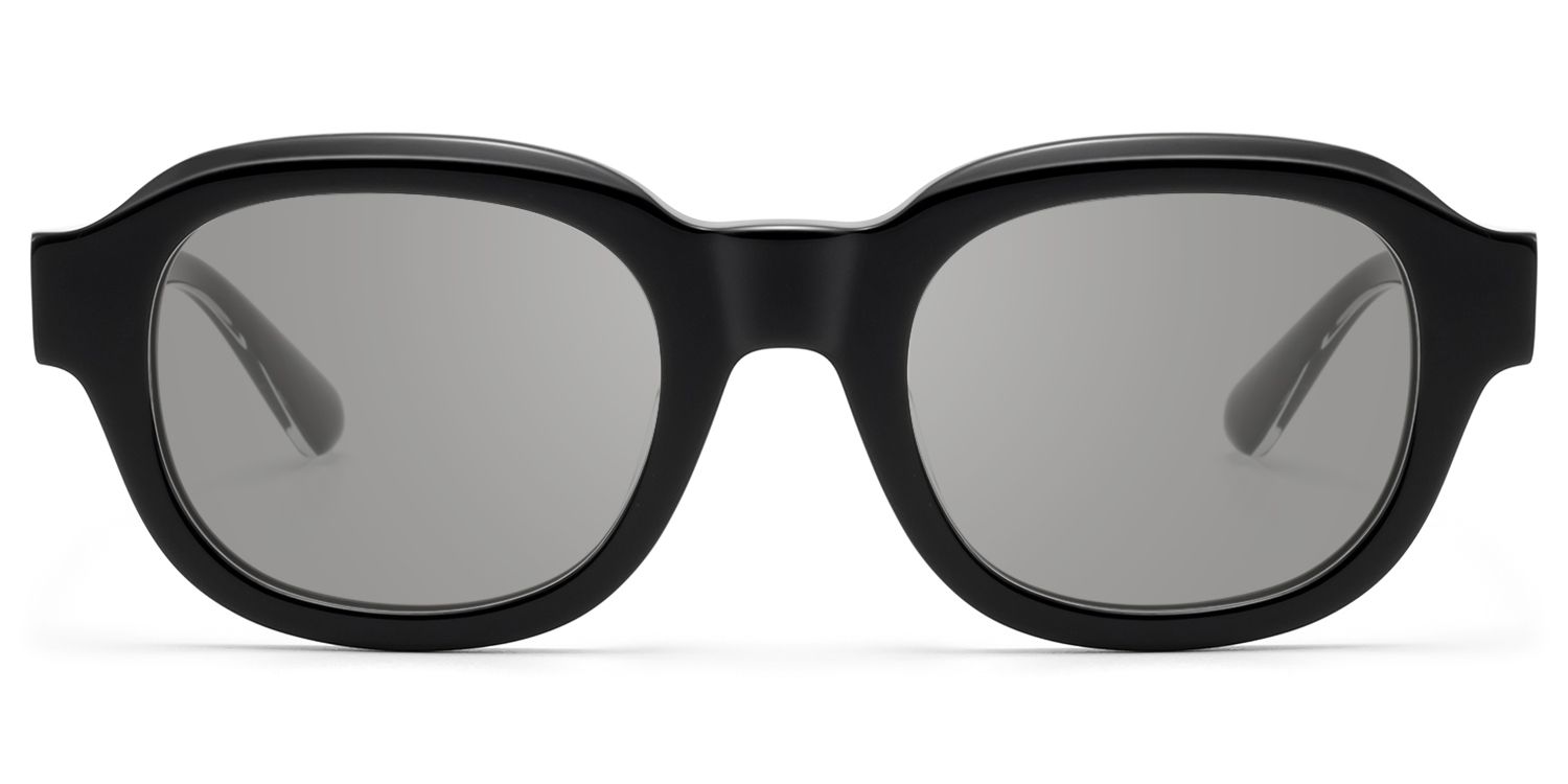Frame Size of Eerie - Shiny Black Gray Tinted Diamond Sunnies | Vooglam