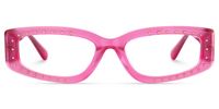 Quentin - Rectangle Pink Eyeglasses | Vooglam Angle View