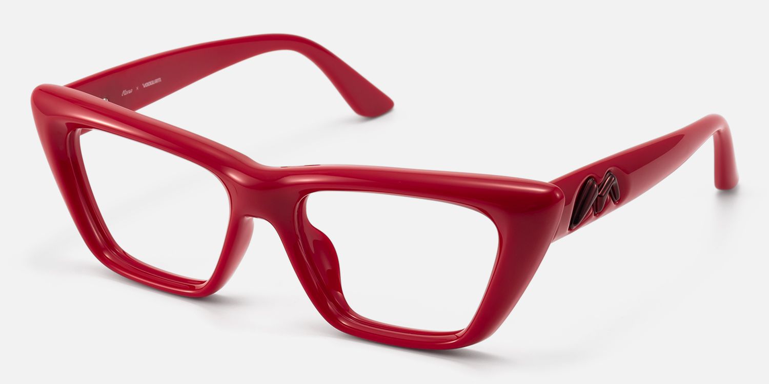 Meguro - Puffy Red TR90 Cat Eye Rx Glasses | Vooglam Front View